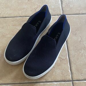 Rothy's Women's Loafers in Black with Blue Trim